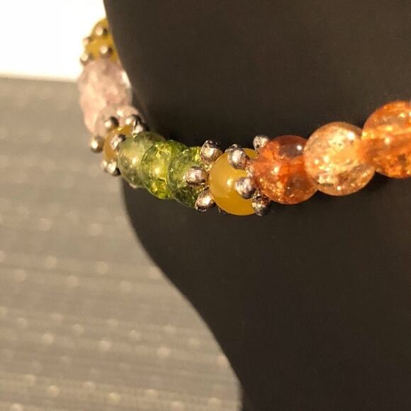 Multi-colored Handmade Beaded Ankle Bracelet - Picture 3 of 8